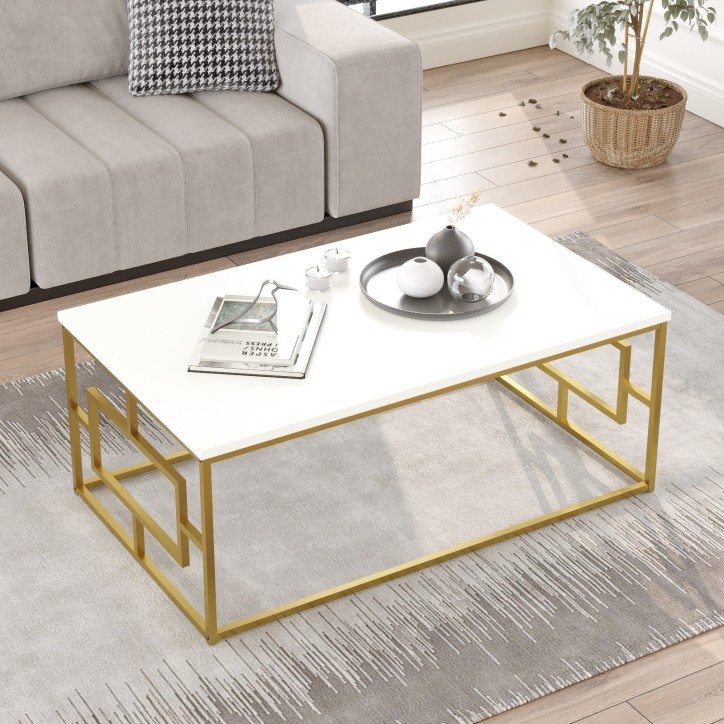 Mesa de centro VG12-W dorado blanco