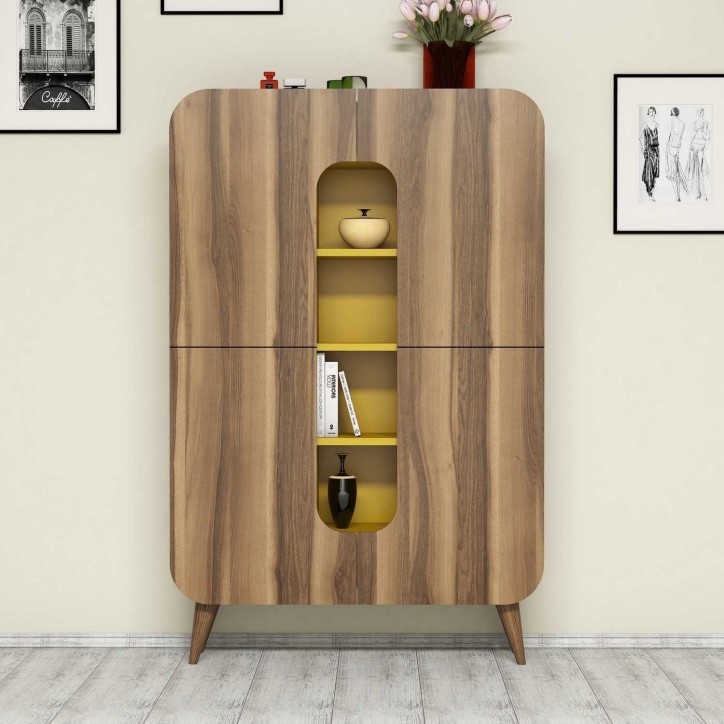 Mueble auxiliar Mine amarillo nogal