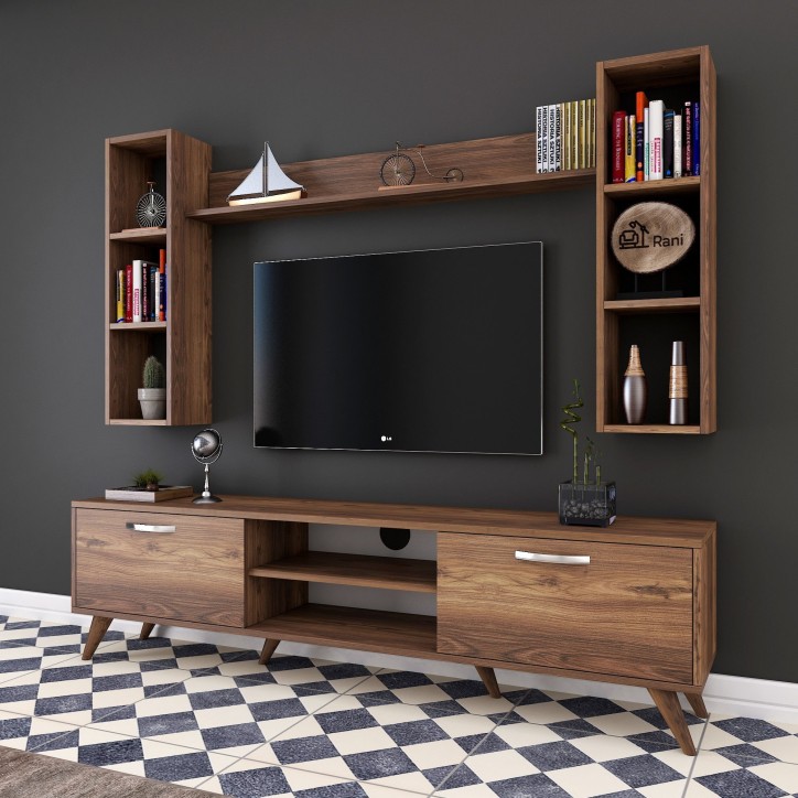 Mueble TV con estante M5-240 nogal