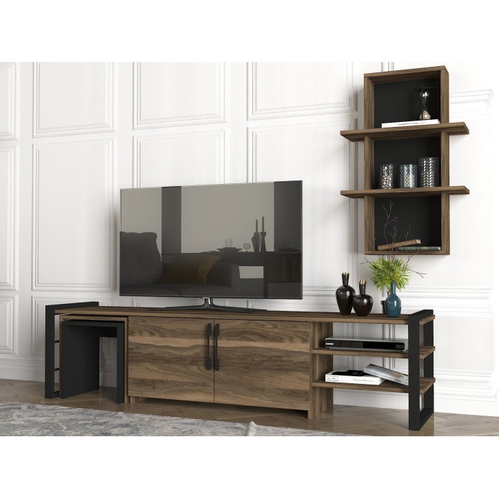 Mueble TV con estante Epica negro nogal