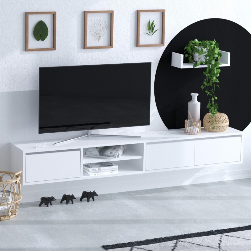 Mueble TV con estante Alcor blanco - 393MRD1238