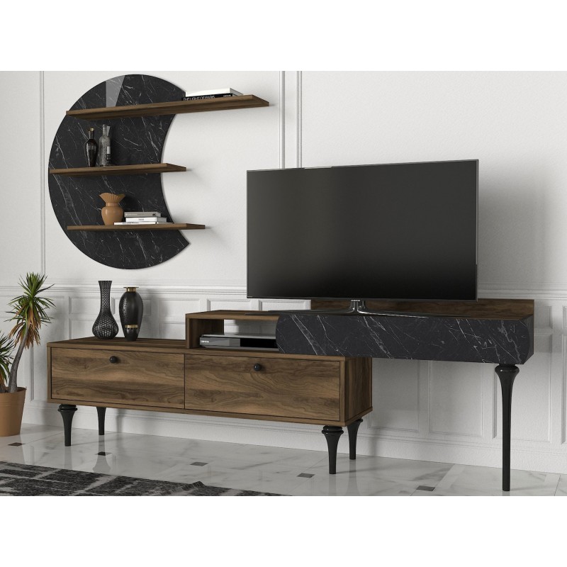 Mueble TV con estante Padre negro nogal - 804TRH3058