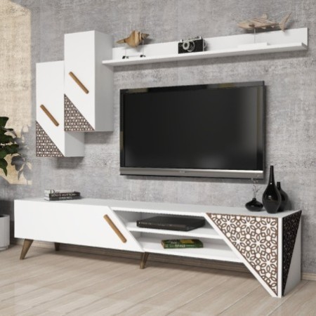 Mueble TV con estante Beril blanco - 845HCT3001