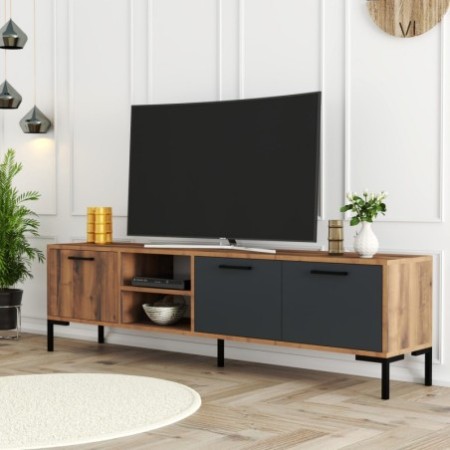 Mueble TV Aurora1590 antracita nogal - 389MZA1159