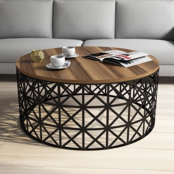 Mesa de centro Selin Metal Ferforje negro nogal - 845HCT5227