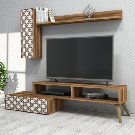 Mueble TV con estante Planet blanco nogal - 845HCT3044