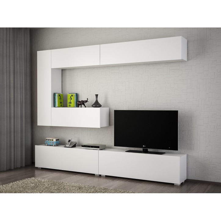 Mueble TV con estante Gizmo blanco