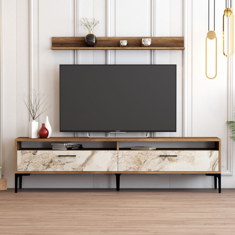 Mueble TV con estante Istanbul blanco nogal - 845HCT3097