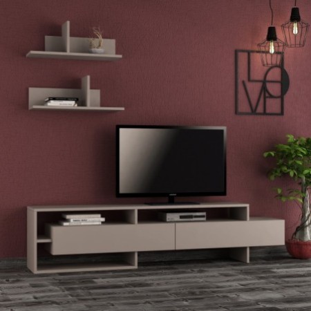 Mueble TV con estante Gara moca claro - 776HMS3017