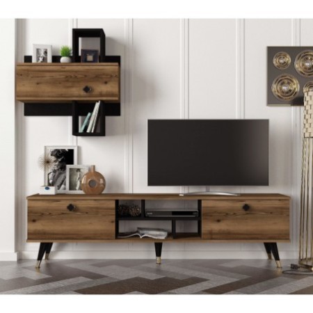 Mueble TV con estante Serenze lydia negro - 804TRH3066