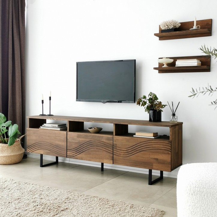 Mueble TV con estante Onda nogal