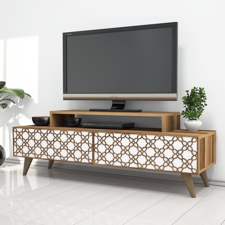 Mueble TV City blanco nogal