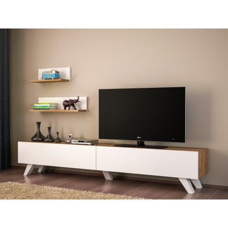 Mueble TV con estante Amerika nogal blanco - 731WAT3003