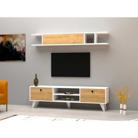 Mueble TV con estante Italo pino blanco