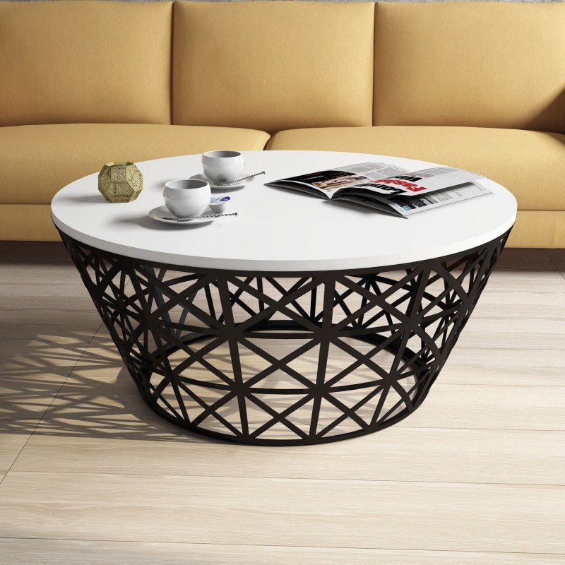 Mesa de centro Stil Metal Ferforje blanco negro - 845HCT5224