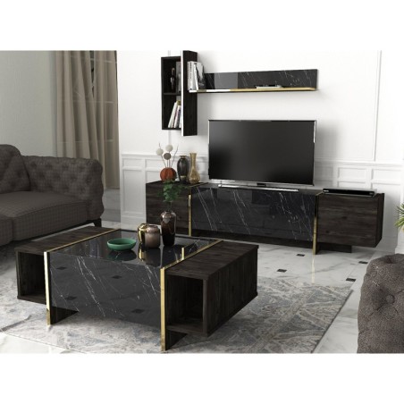 Conjunto de muebles de salón Veyron 1 dorado negro - 542TLN3101