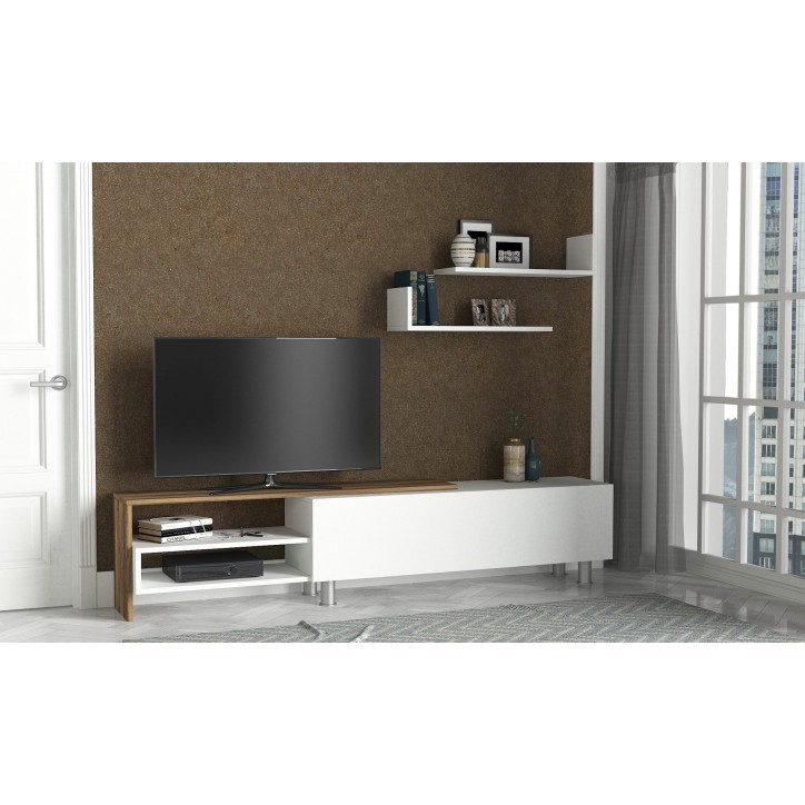 Mueble TV con estante Dizayn nogal blanco