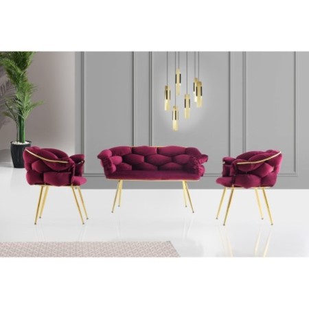 Set sofá y 2 sillones Balon-2105 dorado ciruela - 974NMB1801