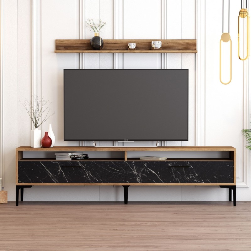 Mueble TV con estante Istanbul negro nogal - 845HCT3101