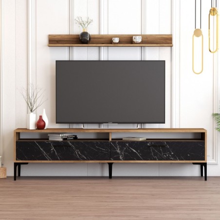 Mueble TV con estante Istanbul negro nogal