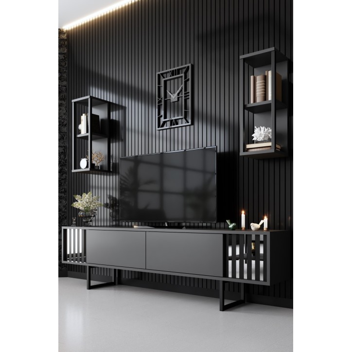 Mueble TV con estante Chrome Line antracita negro