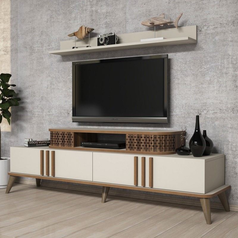 Mueble TV con estante Eylül crema - 845HCT3061