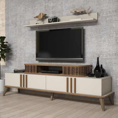 Mueble TV con estante Eylül crema - 845HCT3061