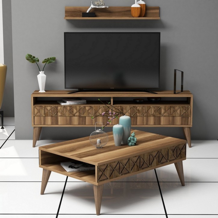 Conjunto de muebles de salón Line nogal