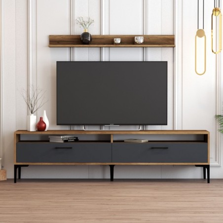 Mueble TV con estante Istanbul antracita nogal