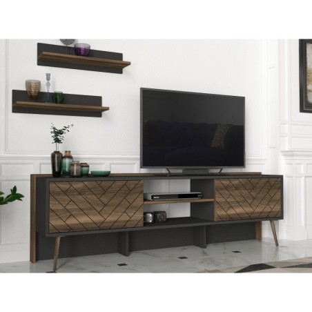 Mueble TV con estante Strato nogal antracita