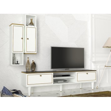 Mueble TV con estante Ravenna dorado blanco negro - 804TRH3055