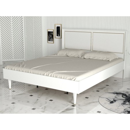 Cama doble Ravenna dorado blanco