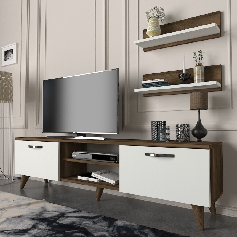 Mueble TV con estante Ayden blanco nogal - 804TRH3040