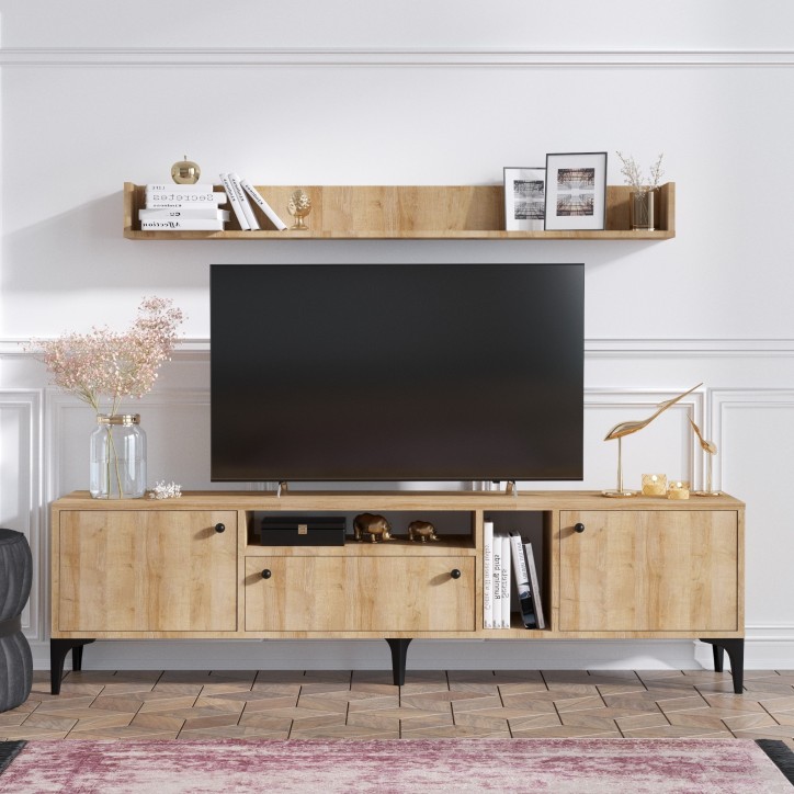 Mueble TV con estante Grega roble