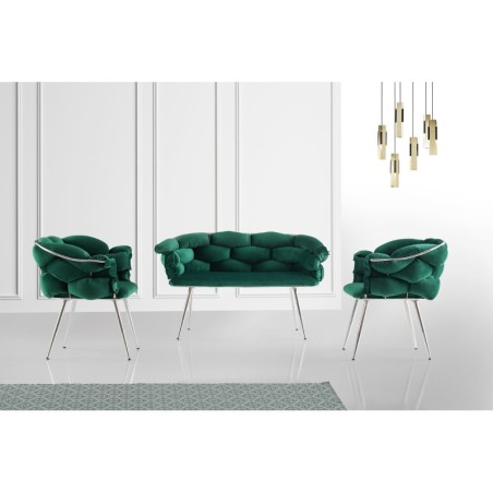 Set sofá y 2 sillones Balon-2118 cromado verde - 974NMB1803