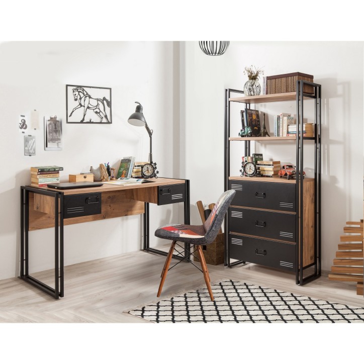 Conjunto de muebles de despacho Cosmo -TKM.10 pino atlántico negro