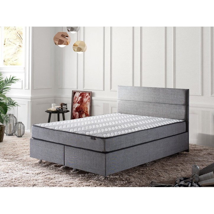 Cama doble colchón base y cabecero Silver-(160 x 200) gris