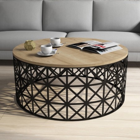 Mesa de centro Selin Metal Ferforje roble negro - 845HCT5229