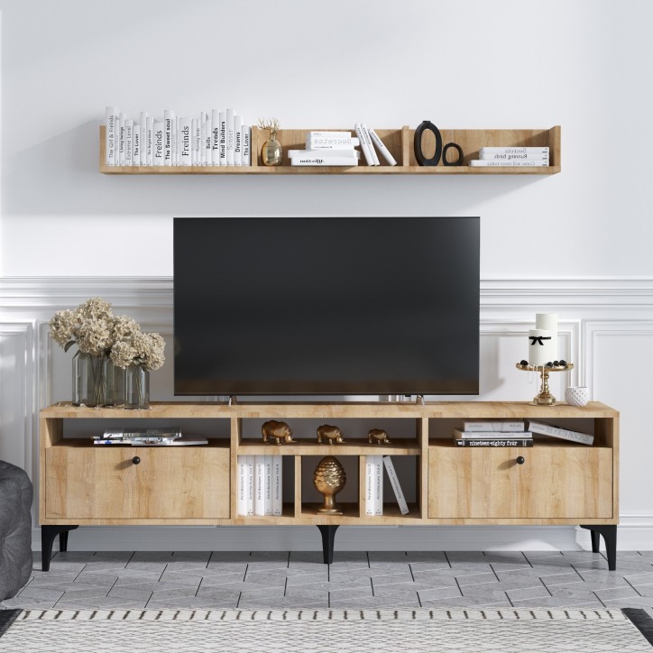 Mueble TV con estante Drew roble