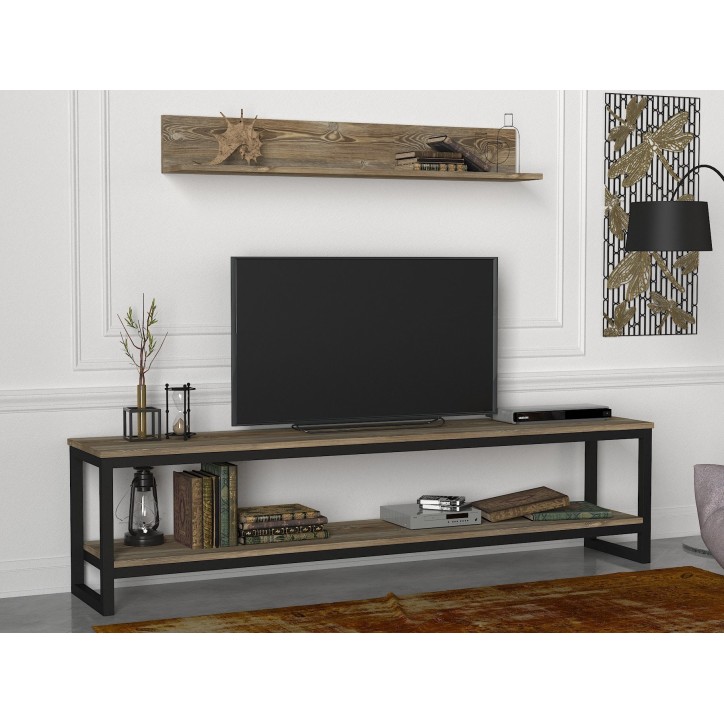 Mueble TV con estante Wanna-Patik negro nogal