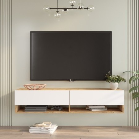 Mueble TV con estante FR11-AW pino atlántico blanco - 956LCS1678