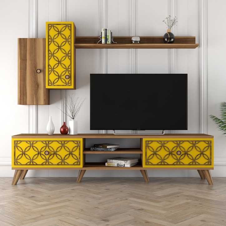 Mueble TV con estante Class S amarillo nogal