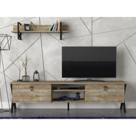 Mueble TV con estante Zath-Patik negro nogal - 804TRH3034