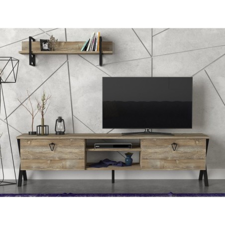 Mueble TV con estante Zath-Patik negro nogal