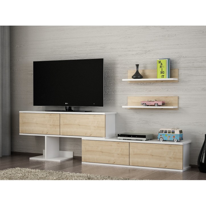 Mueble TV con estante Maximus zafiro blanco