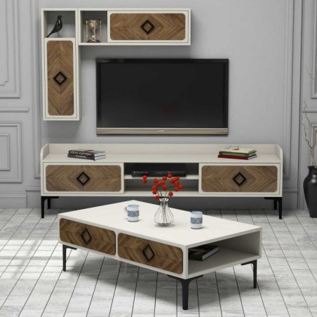 Conjunto de muebles de salón Samba crema nogal