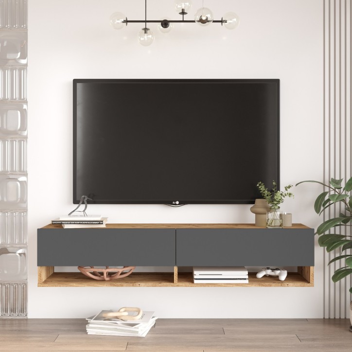 Mueble TV con estante FR11-AA pino atlántico antracita