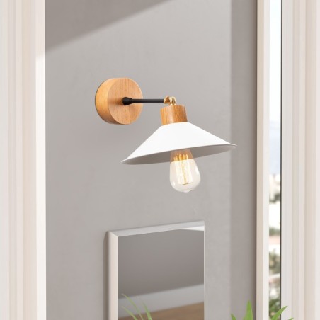 Lámpara de pared Manavgat-N-628 blanco metal madera diámetro 24x20 cm - 8681875577310