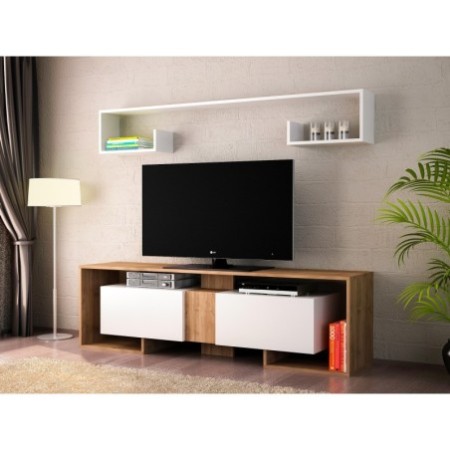 Mueble TV con estante Rose nogal blanco - 745DCD3019