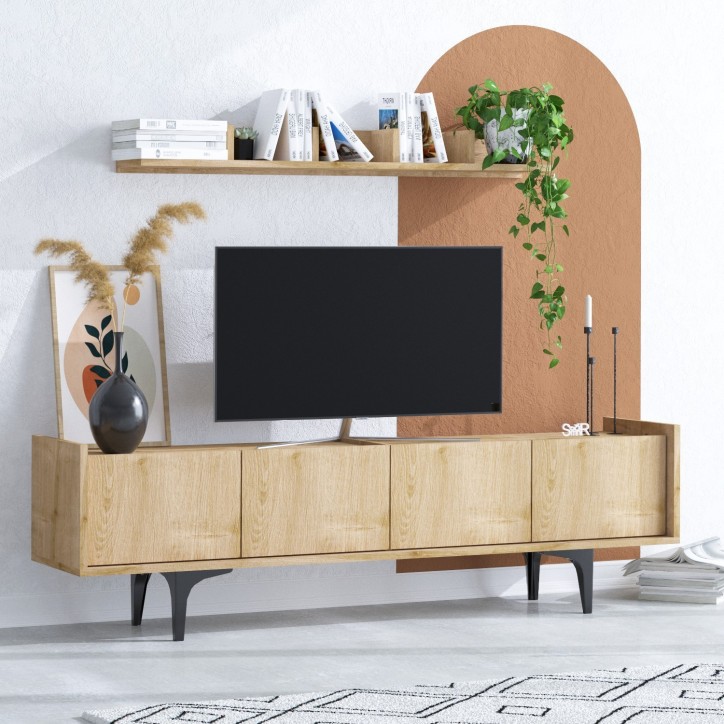 Mueble TV con estante Cursa roble zafiro